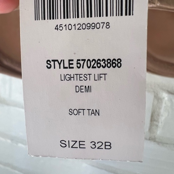 NWT Soma Lightest Lift Lined Demi Underwire Lace Bra 32 B Light Tan Nude #0302 - Picture 10 of 14